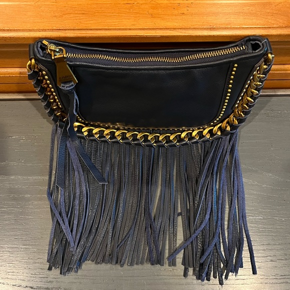 *SOLD* Aimee Kestenberg Take Me Out Fringe Crossbody Shoulder Bag - Deep Indigo - Picture 6 of 16